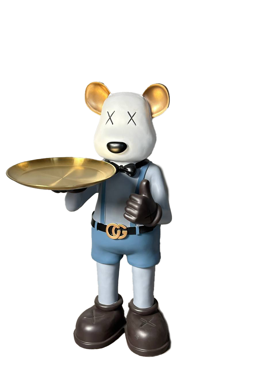 Sculpture bear with iron tray